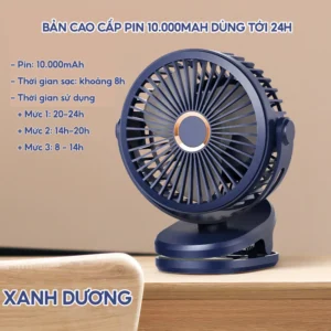 Quạt tích điện mini để bàn xoay 360 độ – tiện lợi, mát mẻ